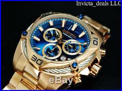 Invicta Men's 50mm BOLT SWISS Ronda Z60 Chronograph BLUE DIAL Rose Tone SS Watch