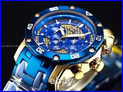 Invicta Men's 50mm PRO DIVER SCUBA Chronograph BLUE DIAL Blue/Gold Tone SS Watch