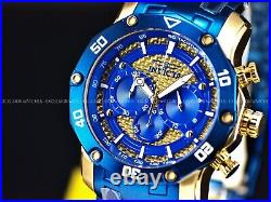 Invicta Men's 50mm PRO DIVER SCUBA Chronograph BLUE DIAL Blue/Gold Tone SS Watch