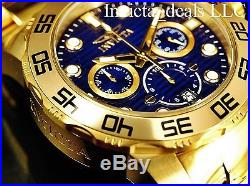 Invicta Men's 50mm Pro Diver Chronograph Blue Dial Gold Tone SS Watch