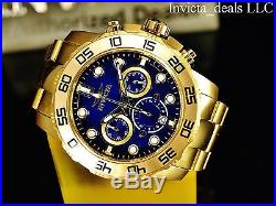 Invicta Men's 50mm Pro Diver Chronograph Blue Dial Gold Tone SS Watch