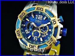 Invicta Men's 50mm Pro Diver SCUBA Chrono Blue Fiber Glass Gold Tone 2Tone Watch
