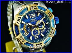 Invicta Men's 50mm Pro Diver SCUBA Chrono Blue Fiber Glass Gold Tone 2Tone Watch