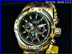 Invicta Men's 50mm SPEEDWAY SCUBA Chronograph Black Dial 18K Gold Plated Watch