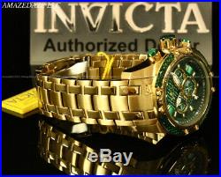 Invicta Men's 50mm SPEEDWAY SCUBA Chronograph Sapphire Green Gold Tone SS Watch