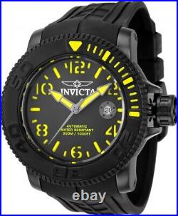 Invicta Men's 50mm Sea Hunter Black Dial Automatic Black Silicone Band Watch