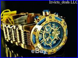 Invicta Men's 50mm Speedway Swiss Chronograph Blue ABALONE Dial 18K GP SS Watch