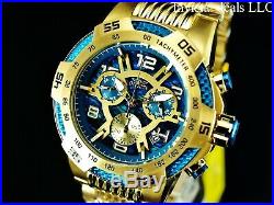 Invicta Men's 50mm Speedway Swiss Chronograph Blue ABALONE Dial 18K GP SS Watch