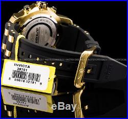 Invicta Men's 51mm Signature Bolt Chronograph Black Dial Gold Plated SS PU Watch