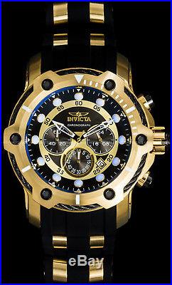 Invicta Men's 51mm Signature Bolt Chronograph Black Dial Gold Plated SS PU Watch