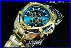 Invicta Men's 52mm BOLT SCUBA Chronograph BLUE DIAL Gold Two Tone Plated Watch