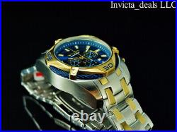 Invicta Men's 52mm BOLT SCUBA Chronograph BLUE DIAL Gold Two Tone Plated Watch