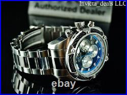 Invicta Men's 52mm BOLT THUNDER Chronograph BLUE DIAL Silver/Blue Tone SS Watch