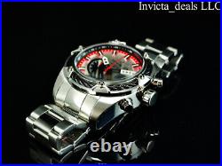 Invicta Men's 52mm BOLT THUNDER Chronograph SILVER DIAL Red/Silver Tone SS Watch