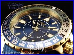 Invicta Men's 52mm Blue Aviator Compass Voyage 18K GIP SS Silicone Strap Watch
