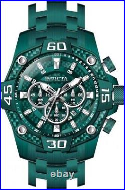 Invicta Men's 52mm Pro Diver Green Dial Green Bracelet Chronograph Quartz Watch