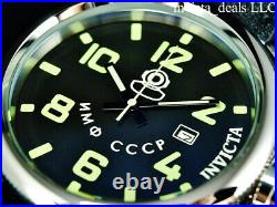 Invicta Men's 52mm RUSSIAN DIVER Automatic Luminous Genuine Leather Strap Watch