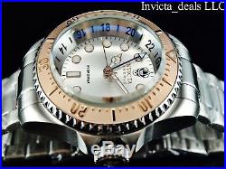 Invicta Men's 52mm Reserve SKULL Hydromax Swiss GMT Silver Dial Rose Bezel Watch