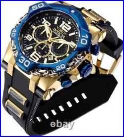 Invicta Men's 53mm Mammoth Chrono Blue Silver Chain Bezel Gold SS Case Watch