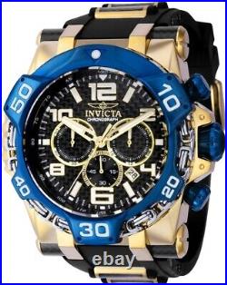 Invicta Men's 53mm Mammoth Chrono Blue Silver Chain Bezel Gold SS Case Watch