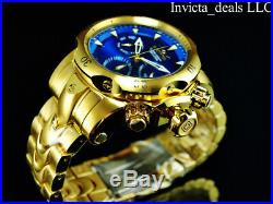 Invicta Men's 54mm VENOM Swiss Chronograph Blue Dial Gold Tone Bracelet SS Watch