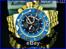 Invicta Men's 70MM SEA HUNTER Gen II Swiss Chronograph Blue Dial Gold Tone Watch