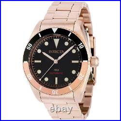 Invicta Men's Automatic Watch Pro Diver Rose Gold Case Black Dial Bracelet 40490