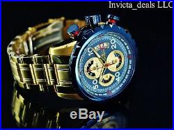 Invicta Men's Aviator Bolt Flight Chronograph Blue Dial 18K Gold Plated SS Watch