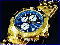 Invicta Men's Aviator Maverick FLIGHT Chrono Blue Dial 18K Gold Plated SS Watch