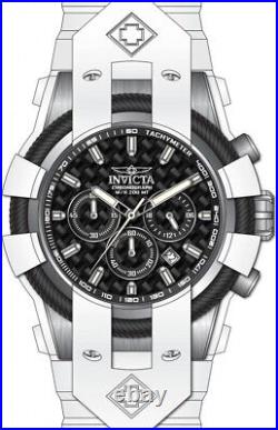 Invicta Men's Bolt Black Dial Chronograph Quartz 48mm White Silicone Band Watch