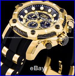 Invicta Men's Bolt Chronograph Black Dial 51mm 18K Gold Plated SS PU 100M Watch