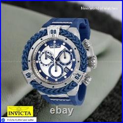 Invicta Men's Bolt Herc 53mm Chronograph Silver Dial Blue Silicone Swiss Watch