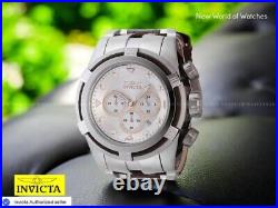 Invicta Men's Bolt Zeus 53mm Silver Chronograph Dial Leather Steel Band Watch