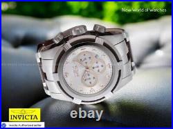 Invicta Men's Bolt Zeus 53mm Silver Chronograph Dial Leather Steel Band Watch