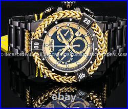 Invicta Men's HERCULES BOLT Chronograph Dial 18Kt Gold Black SS Bracelet Watch