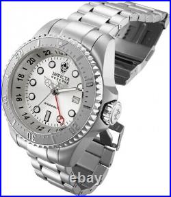 Invicta Men's Hydromax 52mm Silver Dial GMT Stainless Steel Bracelet Swiss Watch