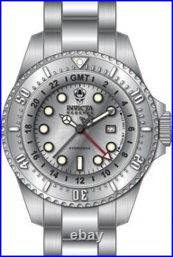 Invicta Men's Hydromax 52mm Silver Dial GMT Stainless Steel Bracelet Swiss Watch