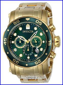 Invicta Men's Pro Diver 23653 Gold & Green Dial + EXTRA Black Strap 48mm Watch