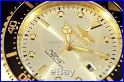 Invicta Men's Pro Diver 43MM Sunray Silver Dial 18k Gold Tone SS Bracelet Watch