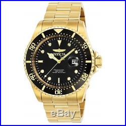 Invicta Men's Pro Diver Black Dial 43mm Yellow Gold Stainless Steel Watch 25717