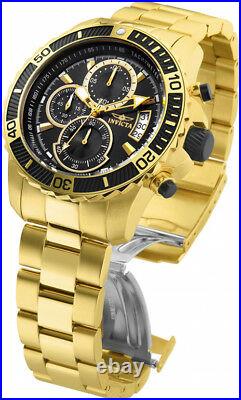 Invicta Men's Pro Diver Chrono 100m Gold Stainless Steel Black Dial Watch 22414