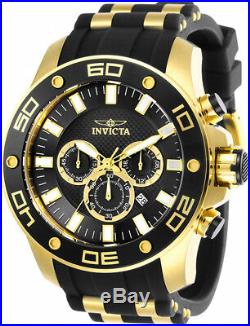 Invicta Men's Pro Diver Chrono 100m Gold-Tone S. Steel Silicone Watch 26086