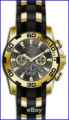 Invicta Men's Pro Diver Chrono Gold Plated S. Steel Black Silicone Watch 22344