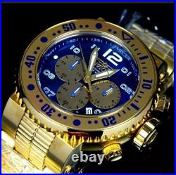Invicta Men's Pro Diver Gold Blue Dial Chronograph Quartz 52mm Bracelet Watch