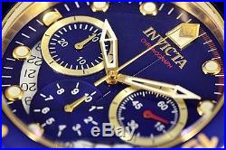 Invicta Men's Pro Diver Scuba Gold Plate Swiss Parts Blue Dial Black Strap Watch