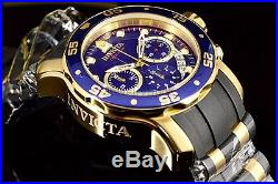 Invicta Men's Pro Diver Scuba Gold Plate Swiss Parts Blue Dial Black Strap Watch