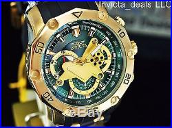 Invicta Men's Pro Diver Scuba Skeletonized Green Dial 18K Gold Plated SS Watch