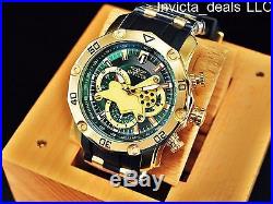 Invicta Men's Pro Diver Scuba Skeletonized Green Dial 18K Gold Plated SS Watch