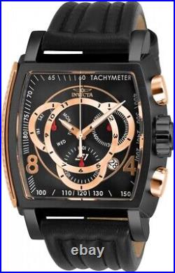 Invicta Men's S1 Rally 48mm Chronograph Rose Gold, Black Dial Black Leather Watch