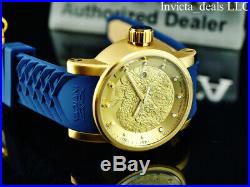 Invicta Men's S1 Yakuza Dragon 18K Gold IP AUTOMATIC NH35A SS Blue Strap Watch